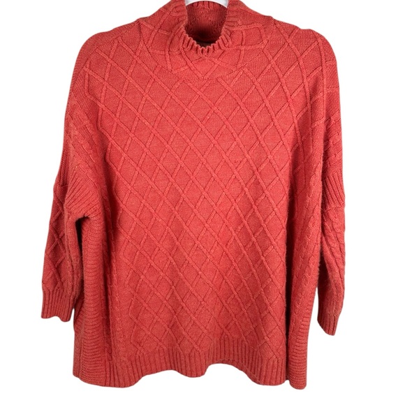Mer Sea Red Lisbon Traveler Lattice Knit Turtleneck Pullover Sweater One Size - Picture 2 of 7
